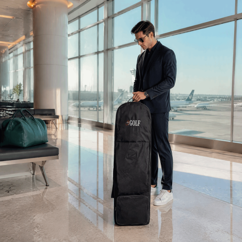 Foldable Rolling Luggage Bag - Zwarte golfreistas, opvouwbaar, met wielen, verstelbare