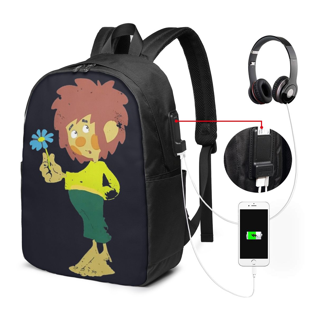 Travel Bags - Pumuckl Blume - Figur Rugzak Reisnotebooktas